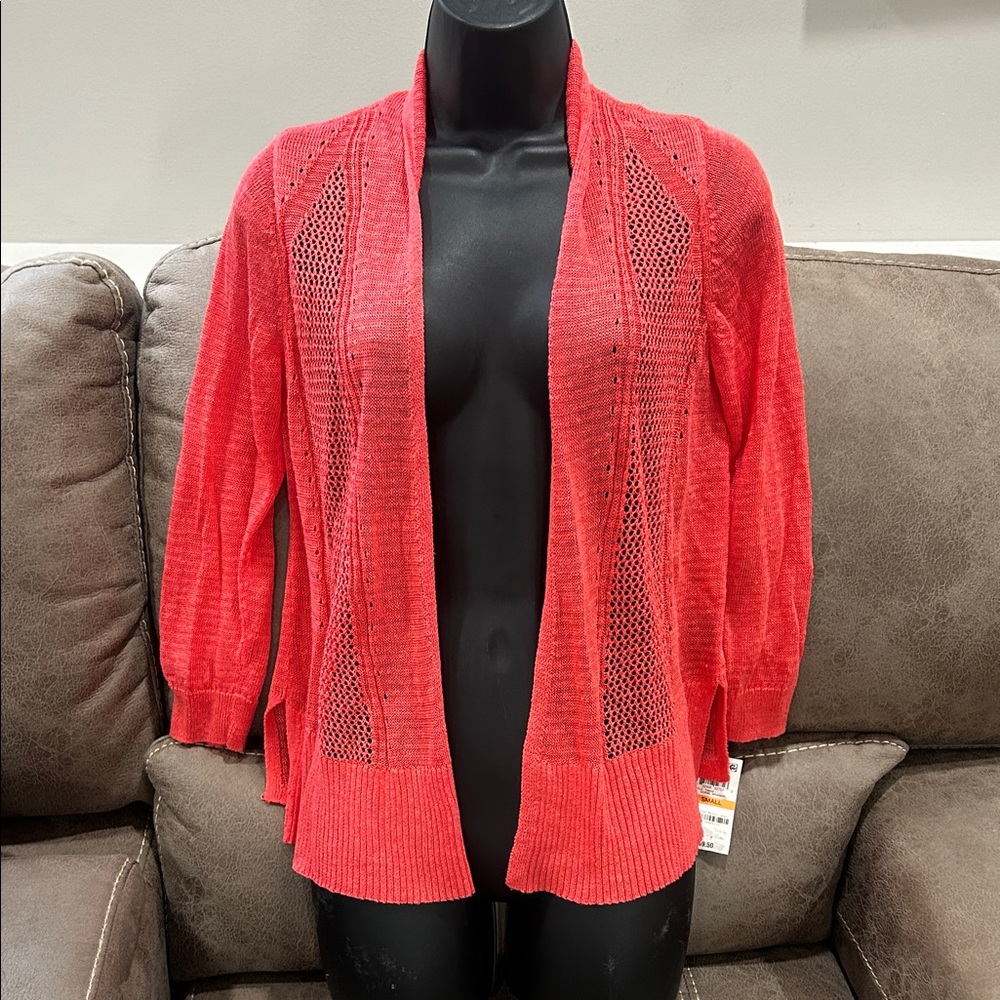 Women's Red Open-Front Sweater